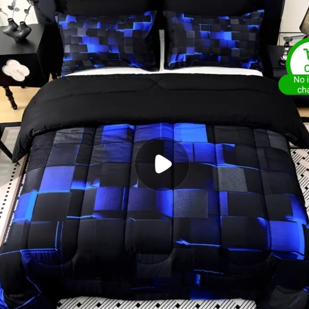 Black and Blue Duvet Cover